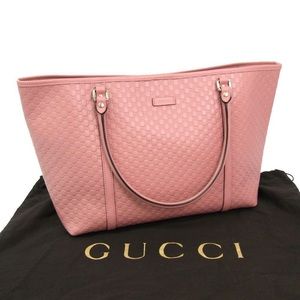 Authentic Gucci Pink Calf Leather Tote